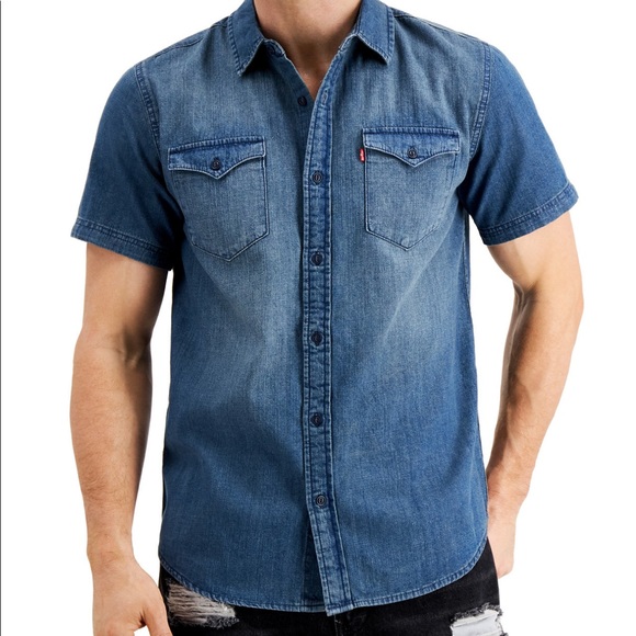 dark denim button up